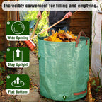 Gardzen 3-Pack 80 Gallon Yard Waste Bags, Reusable Heavy Duty Collapsible Garden Leaf Bags with Plastic Ring, Stand-Up Yard Waste Bin for Leaves, Lawn Debris & Grass Clippings