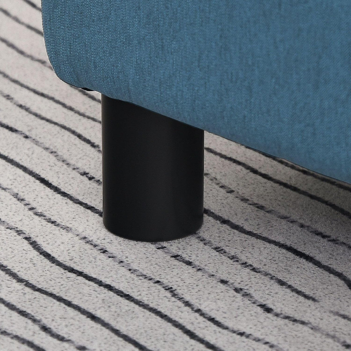 Blue Linen Fabric Ottoman Footrest - Multi-Functional for Living Room, Bedroom & Entryway
