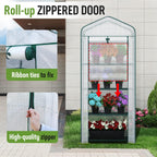 WORKPRO Mini Greenhouse, 4-Tier Portable Small Greenhouses for Outdoor Indoor with Shelves and Thicken PE Cover, White - 27" L x 19" W x 63" H, Ideal Gardening Gifts for Women Men