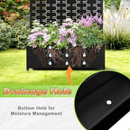 Metal Raised Garden Bed with Trellis, 2-in-1 Planter Box & Privacy Screen for Climbing Plants, Outdoor Standing Flower Bed with Drainage Holes, 35.4" L x 15.7" W x 70.1" H, Black-Brick