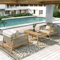 Merax Outdoor Acacia Wood Lounge Chair w/Cushions Set of 2, Patio Club Chair with Rope & Sturdy Wood Legs, All-Wearther Singe Sofa Chair for Porch, Lawn, Backyard, Balcony, Teak+ Beige