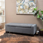Christopher Knight Home Guernsey Fabric Storage Ottoman, Charcoal 20x50.25x16.75 inches