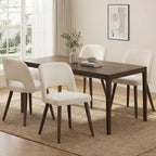 Usaint Wooden Dining Chairs Set of 4, 19.3" Modern Fabric Upholstered Dining Room Chair with Ergonomic Curved Backrest for Kitchen Dining Room and Restaurant, Beige