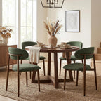 UVV Dining Chairs Set of 8, Metal Kitchen Chairs with Modern Fabric Upholstered for Dining Room, Green