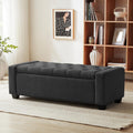 Huatean Home 48" Ottoman with Storage, Dark Gray Storage Ottoman Bench | Upholstered Entryway Bench with Seating for Bedroom, Living Room, Holds up to 330 lb with Safety Hinge