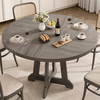 Garvee 47 Inch Round Dining Table for 4-6, Wood Kitchen Table with Cross Base and Adjustable Foot Pads, Dining Room Table with Circle Tabletop for Dining Room, Kitchen, Living Room, Brown
