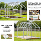YITAHOME 12x6FT Polycarbonate Greenhouse Large Heavy Duty Green Houses Outdoor Aluminum Greenhouses with Sliding Doors Vent Window Walk-in Greenhouse for Garden Backyard, Silver