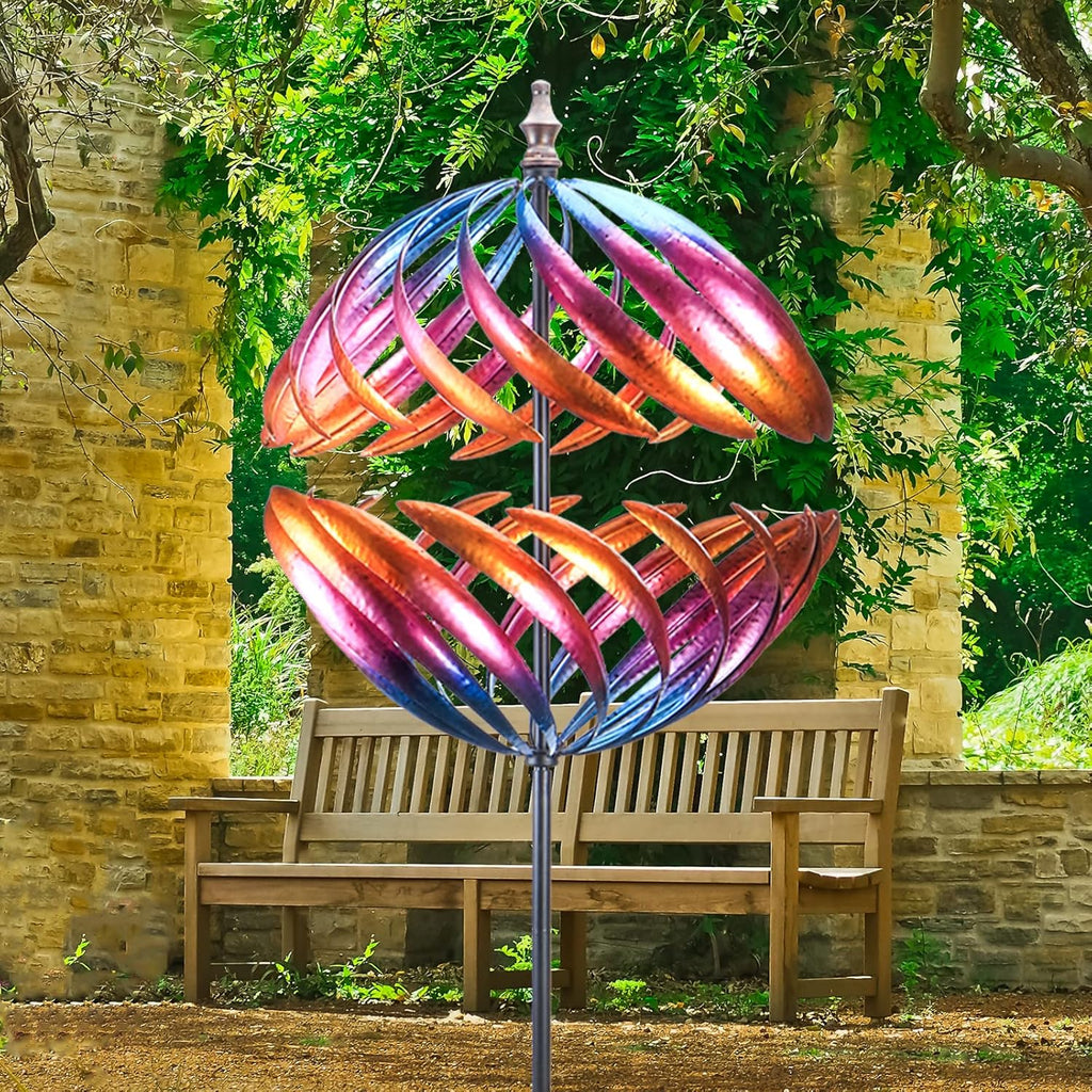 MUMTOP Wind Spinner 360 Degrees Double Steel Metal Wind Sculpture is Suitable for Decorating Your Patio, Lawn & Garden
