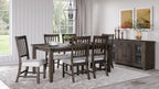 Jofran Willow Creek Distressed Pine Counter Height Dining Bench, Rustic Upholstered Bench for Dining Room Kitchen, Cream Fabric and Brown Wood