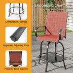 2 Piece Outdoor Swivel Bar Stools, All-Weather Bar Height Patio Chairs with High Back & Armrest, 360° Swivel Tall Barstools for Patio, Deck, Backyard, Garden-Red
