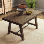Rustic Farmhouse Dinning Table, Reclaimed Solid Wood Kitchen & Dining Room Table for 4-6 People, 59" Wooden Rectangular Kitchen Table with Trestle Base for Dining/Kitchen Room, Walnut