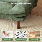 Marsail 75" Futon Sofa Bed, Futon Couch with Adjustable Backrest & Armrests, Convertible Sleeper Sofa Bed for Apartment, Living Room, Office, Corduroy Loveseat, Sage Green