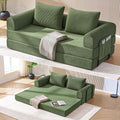 4-in-1 Folding Convertible Sofa Bed, 78 Inch Oversized Corduroy Loveseat Sleeper with Pull Out Bed, Futon Couch for Living Room Bedroom, No Assembly Needed, Olive Green