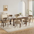 Wooden Dining Chairs Set of 6, Upholstered Kitchen Chairs with Solid Wood Legs, Mid Century Dining Room Chair with Ergonomic Curved Backrest for Kitchen Dining Vanity, Camel