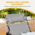 Yaheetech 26.4" Outdoor Folding Tanning Chair 5-Position Adjustable, Gray | Waterproof Texteline Fabric, 300lb Weight Capacity, Side Storage Pocket for Beach Patio Backyard Outdoor Use