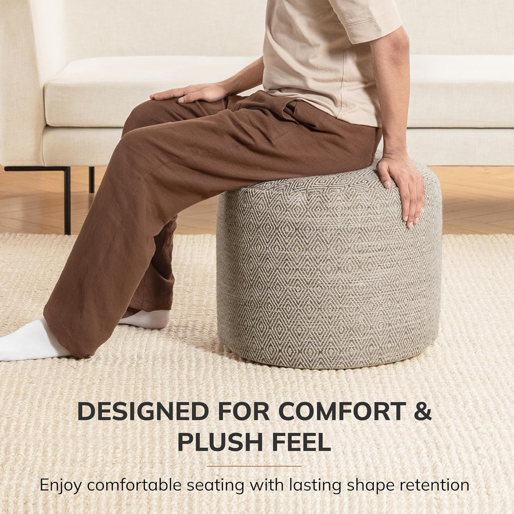 Anji Mountain 17" H x 22" W Handmade Pouf Ottoman for Living Room & Couch