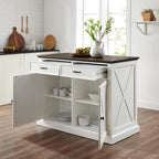 Crosley Furniture Clifton Kitchen Island with Storage Drawers and Shelves, Microwave Stand, Coffee Bar, Distressed White/Black
