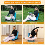 FASTMOMENT Floor Chair with Back Support 14-Position Adjustable Floor Chair Portable Ground Seating for Adults Foldable Meditation Seat with Japanese KOYO Bearings & Washable Linen Cover (Bright Blue)