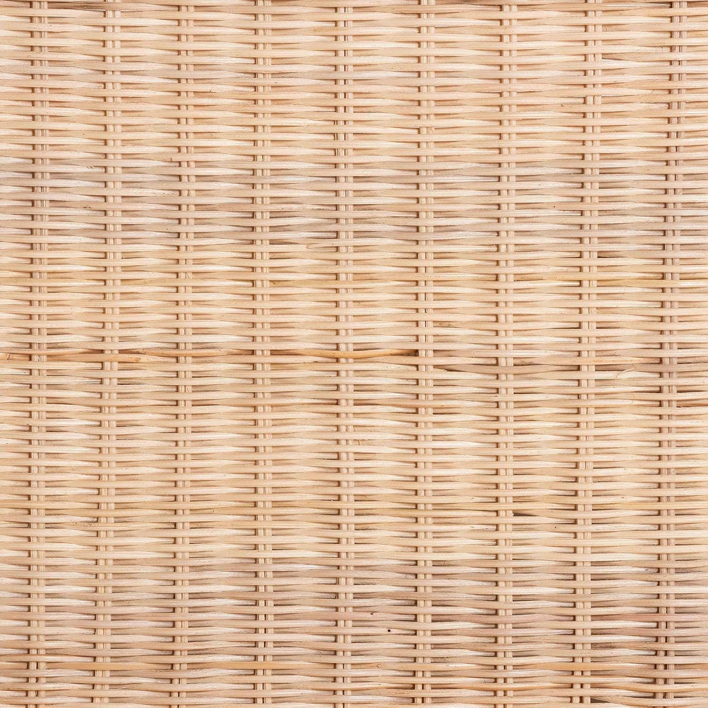 Bali & pari Weyman Scalloped Rattan End Table with Removable Tray Top - Handwoven Rattan Accent Table with Shelf, Coastal Boho Style Side Table for Living Room or Bedroom