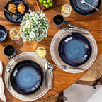 LERATIO Ceramic Dinnerware Sets for 4,16-Piece Reactive Glaze Plates and Bowls Set with Mugs,Highly Chip and Crack Resistant | Dishwasher,Microwave & Oven Safe Dishes set-Blue