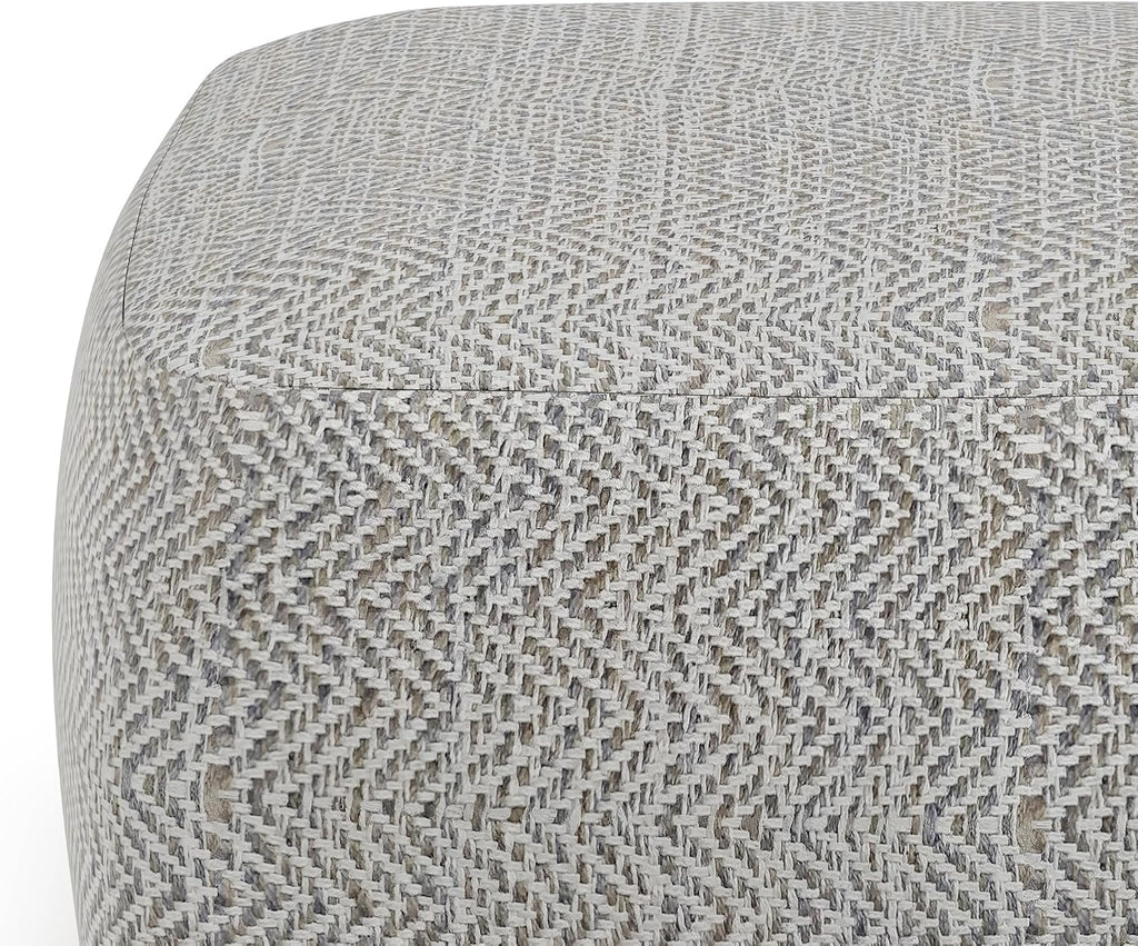 SIMPLIHOME Nate 20" Wide Square Pouf in Patterned Grey Melange Cotton