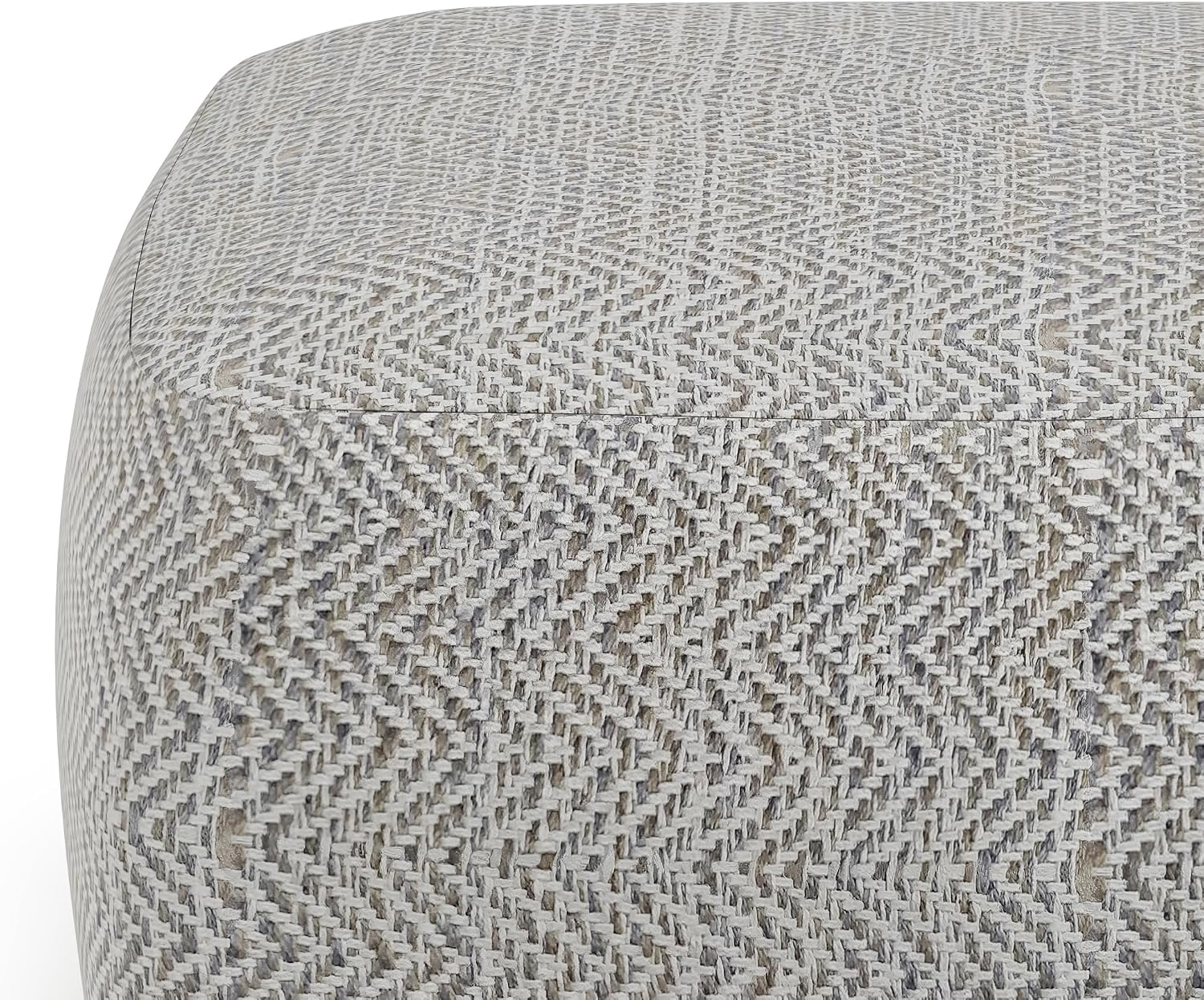 SIMPLIHOME Nate 20" Wide Square Pouf in Patterned Grey Melange Cotton