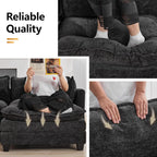 111'' Sectional Cloud Deep Seat Couch, Modern Comfy Chenille L Shaped Sectional Sofa for Living Room Set, Upholstered Modular 4-Seats Sofa Couch with 1 Movable Ottoman, Dark Grey