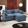 Ihanherry 77" L Shaped Modern Sofa Modular Sectional Cloud Couch with Ottoman, 3-Seat Chenille Deep Seat Sofa with Pillow for Living Room, Bedroom and Apartment, Blue
