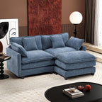 Ihanherry 77" L Shaped Modern Sofa Modular Sectional Cloud Couch with Ottoman, 3-Seat Chenille Deep Seat Sofa with Pillow for Living Room, Bedroom and Apartment, Blue