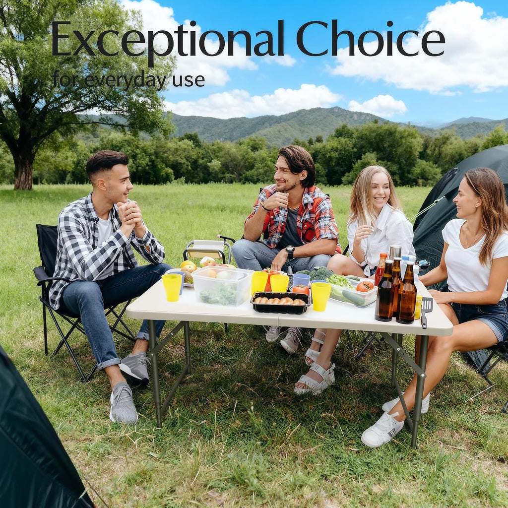 4 Feet Folding Table Adjustable Height with Carry Handle, Steel Legs | Heavy Duty | Lightweight Portable | Perfect for Party, Dining, Wedding, Events, Picnic Indoor, Outdoor, Camping, Utility-10P