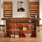 Tribesigns 4-Tier Bar Table, 70.9-Inch Large Home Bar Unit, Brown | with Storage Shelves, Wine Glass Holder and Footrest; for Kitchen, Indoor