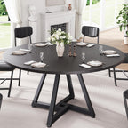 Jocoevol 51" Round Dining Table Kitchen Dining Room Circle Dinner Pedestal Table for 4 6 8, Space Saving Wood Kitchen & Dining Room Furniture (Black)