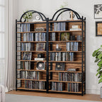 CD Storage Rack Holds 400+ CDs, 8-Tier CD DVD Storage Tower Organizer, Large Media Storage Shelf with Adjustable Feet for Living Room Bedroom Home Entertainment, Rustic Brown