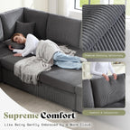 130" Sectional Couches for Living Room, Modular Sectional Sofa, Grey | Sofa Converts to Sleeper, Throw Pillows