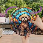Poodle Dog Wind Spinners Outdoor Dog Memorial Gifts, 3D Metal Kinetic Hanging Garden Wind Spinner, Spinner Decor, Wind Sculptures for Outdoor & Indoor, Window, Yard Decor (Poodle 2)