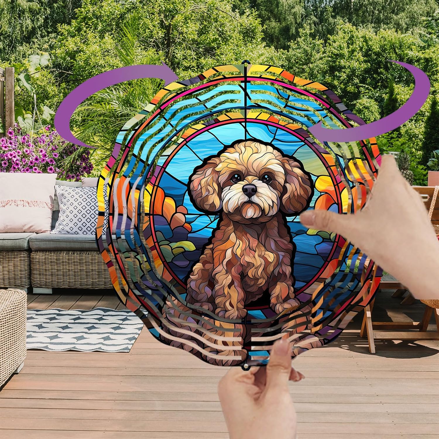 Poodle Dog Wind Spinners Outdoor Dog Memorial Gifts, 3D Metal Kinetic Hanging Garden Wind Spinner, Spinner Decor, Wind Sculptures for Outdoor & Indoor, Window, Yard Decor (Poodle 2)