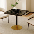 Henf 31.5'' Square Dining Tulip Table for 2 4, Modern Black Faux Marble Bistro Table with Sintered Stone Tabletop, Small Black Gold Metal Edge & Base Tulip Tables for Dining Room, Cafe, Apartment