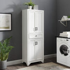 Crosley Furniture Tara Pantry Storage Cabinet with Shelves, Kitchen, Dining, or Laundry Room, Distressed White