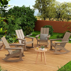 WestinTrends Ashore Patio Rocking Chairs Set of 2, All Weather Poly Lumber Plank Adirondack Rocker Chair, Modern Farmhouse Outdoor Rocking Chairs for Porch Garden Backyard and Indoor, Weathered Wood