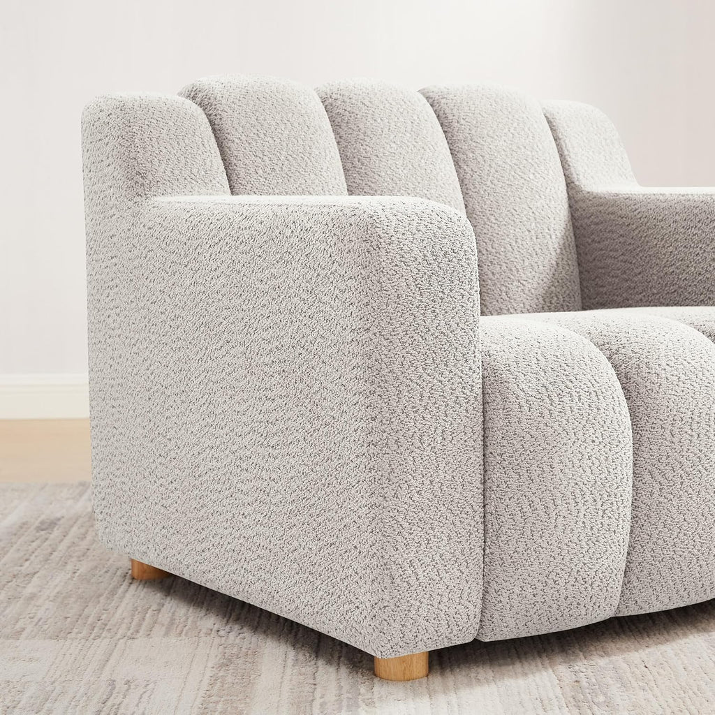 VANOMi Oversized Accent Chair Set of 2, Modern Living Room Chairs, Comfy Boucle Fabric Upholstered Armchair for Bedroom, Office, Waiting Room (Beige)