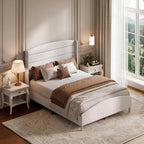 Queen Size Bed Frame,Upholstered Platform Bed,Wingback Headboard