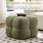 Zesthouse Square Pouf Ottomans Set of 2, Modern Vanity Chair for Bedroom | Boucle Fabric Foot Rest for Couch, Upholstered Tufted Footstool, Poofy Ottoman Seat for Living Room Dorm Fluffy Ottoman Green