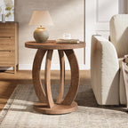 Tribesigns End Table, Round Side Table with Storage, Farmhouse Nightstand Bedside with Round Tabletop, Accent End Table for Living Room Bedroom Small Space, Wooden Accent Furniture, Rustic Brown