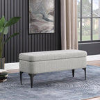 HomePop Upholstered Storage Bench with Metal Leg, 42" W, Cool Gray Woven