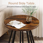 Tribesigns Round End Table with Storage, 2-Tier Side Table with Metal Frame and Lower Shelf, Small Accent Table Nightstand for Living Room, Bedroom, Small Spaces, Vintage Brown & Black