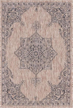 Unique Loom Outdoor Traditional Collection Area Rug - Antique (4' 1" x 6' 1" Rectangle, Beige/ Black)