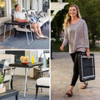 LIFETIME Stacking Compact Folding Table, 30 in. x 20 in., Black and Silver, Indoor/Outdoor