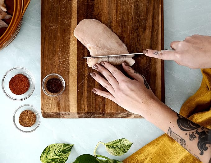 7-Inch Santoku Knife – Ultra-Sharp German High Carbon Stainless Steel, Full Tang, Ergonomic Handle, Multipurpose Kitchen Knife for Chopping, Slicing, and Dicing, Cream
