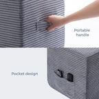 Rectangular Pouf Ottoman, Foam-Filled Footrest, Dark Gray | Soft coral fleece, adjustable foam filling, hidden storage and a carry handle combine comfort with everyday convenience.