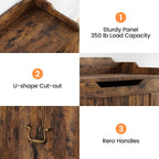Garvee Storage Chest, Wooden Storage Bench with Safety Hinge, Flip Top Blanket Chest Trunks, Supports 350 Lb, for Entryway, Living Room, Bedroom (Rustic Brown, 24.8" L x 14" W x 22" H)